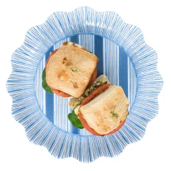 Juliska Dinnerware|Cabana Stripe Melamine Dinner Plate, Set of 4 in Ocean