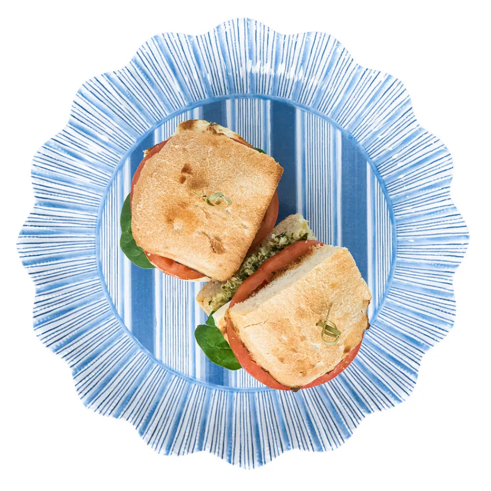 Juliska Dinnerware|Cabana Stripe Melamine Dinner Plate, Set of 4 in Ocean