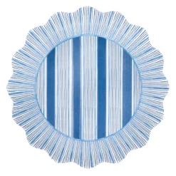 Juliska Dinnerware|Cabana Stripe Melamine Dinner Plate, Set of 4 in Ocean