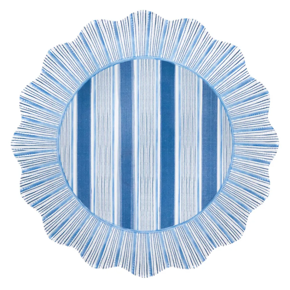 Juliska Dinnerware|Cabana Stripe Melamine Dinner Plate, Set of 4 in Ocean