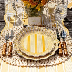 Juliska Dinnerware|Cabana Stripe Melamine Dinner Plate, Set of 4 in Sunshine