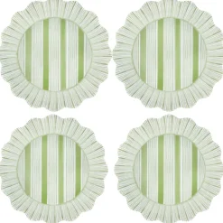 Juliska Dinnerware|Cabana Stripe Melamine Dinner Plate, Set of 4 in Seagrass