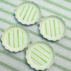 Juliska Dinnerware|Cabana Stripe Melamine Dinner Plate, Set of 4 in Seagrass