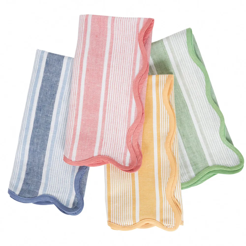 Juliska Place Settings & Linens|Cabana Stripe Napkin Assorted, Set of 4 in Multi