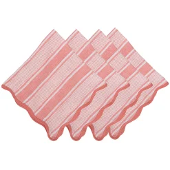 Juliska Place Settings & Linens|Cabana Stripe Napkin, Set of 4 in Coral