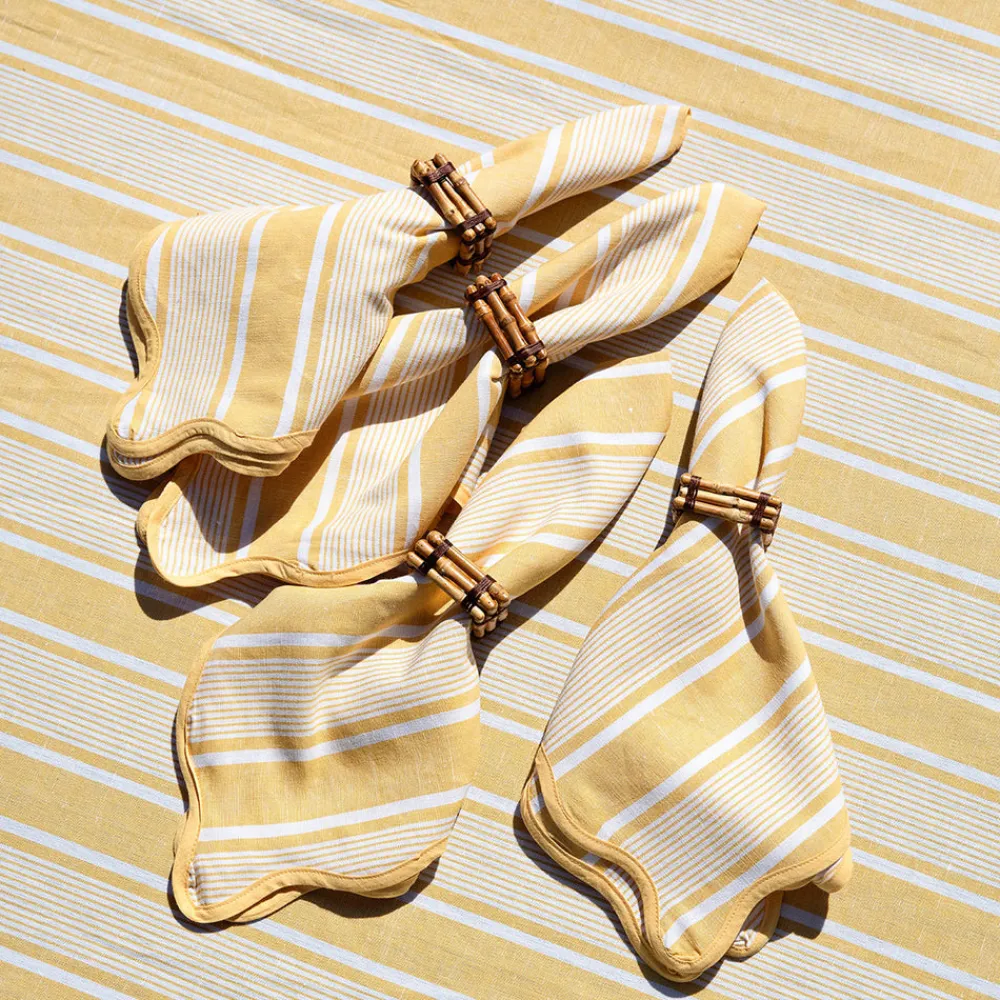 Juliska Place Settings & Linens|Cabana Stripe Napkin, Set of 4 in Sunshine