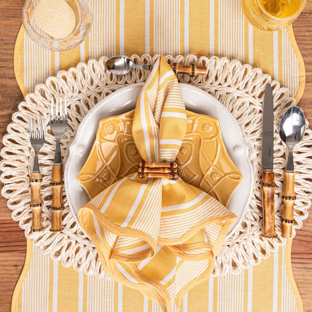Juliska Place Settings & Linens|Cabana Stripe Napkin, Set of 4 in Sunshine