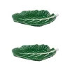 Bordallo Pinheiro Dinnerware|Cabbage Leaf 28" in Green, Set of 2
