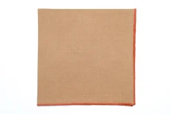 TriChi Design Place Settings & Linens|Camel Napkin with Light Orange Small Trim, Set of 4