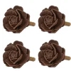 Juliska Place Settings & Linens|Camellia Napkin Ring in Brown, Set of 4