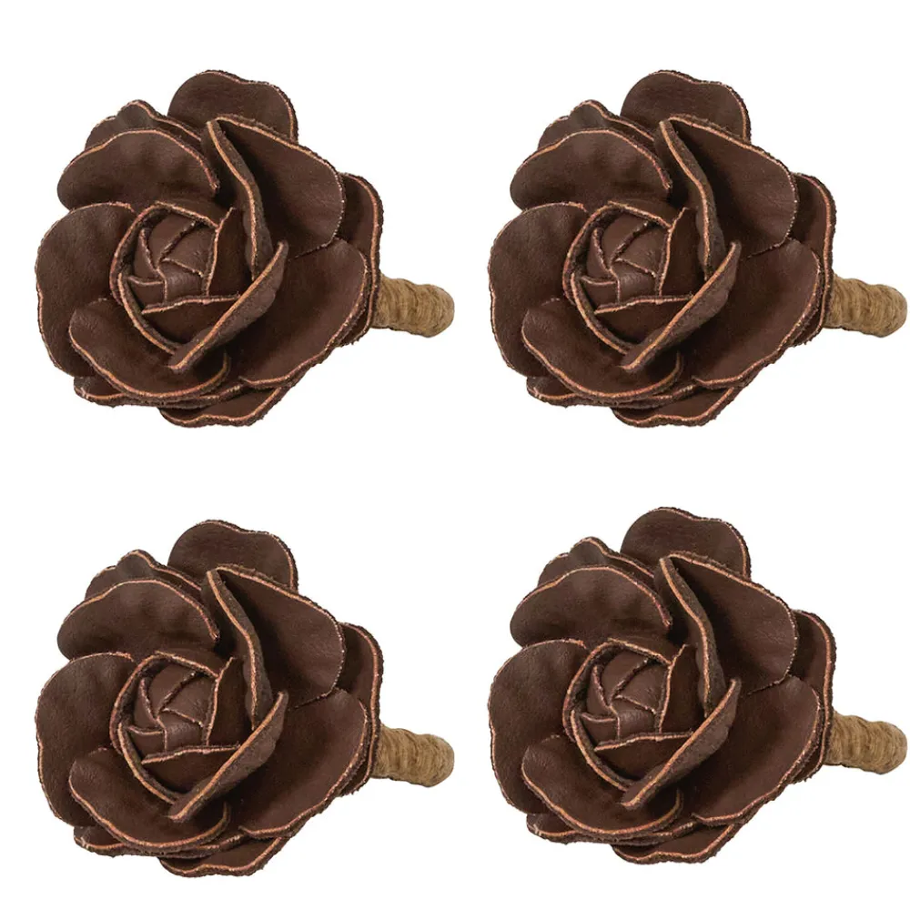 Juliska Place Settings & Linens|Camellia Napkin Ring in Brown, Set of 4