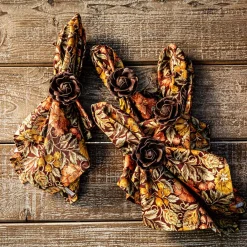 Juliska Place Settings & Linens|Camellia Napkin Ring in Brown, Set of 4