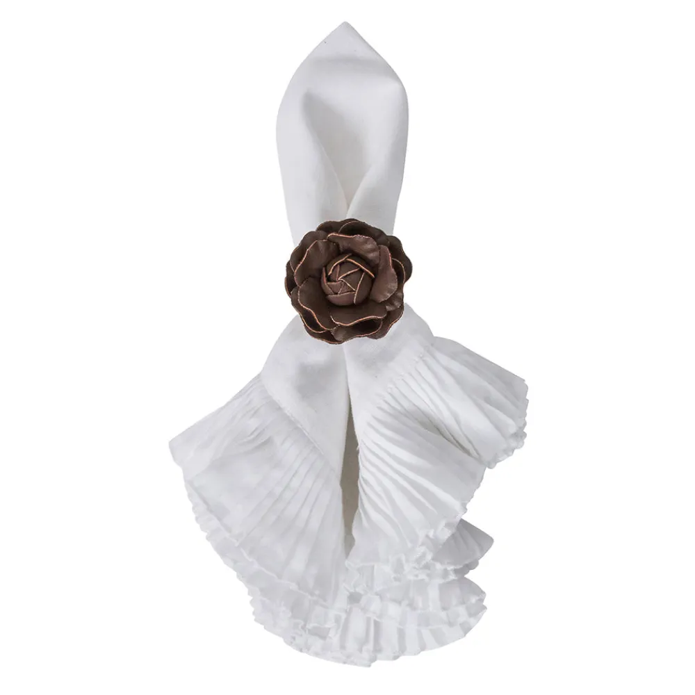 Juliska Place Settings & Linens|Camellia Napkin Ring in Brown, Set of 4