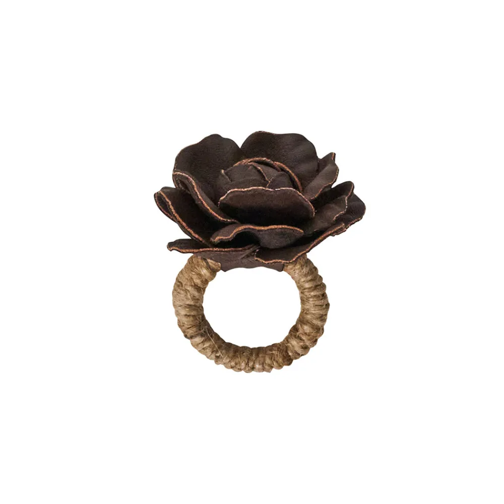 Juliska Place Settings & Linens|Camellia Napkin Ring in Brown, Set of 4