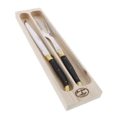 Jean Dubost Laguiole Flatware|Carving Set in Black & Brass