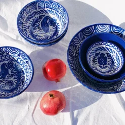 Pomelo Casa Dinnerware|Casa Azul Large Bowl with Hand-painted Designs
