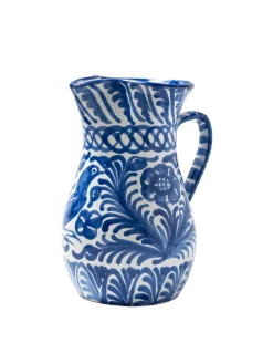 Pomelo Casa Dinnerware|Casa Azul Large Pitcher with Hand-painted Designs