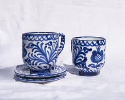 Pomelo Casa Dinnerware|Casa Azul Mug with Hand-painted Designs
