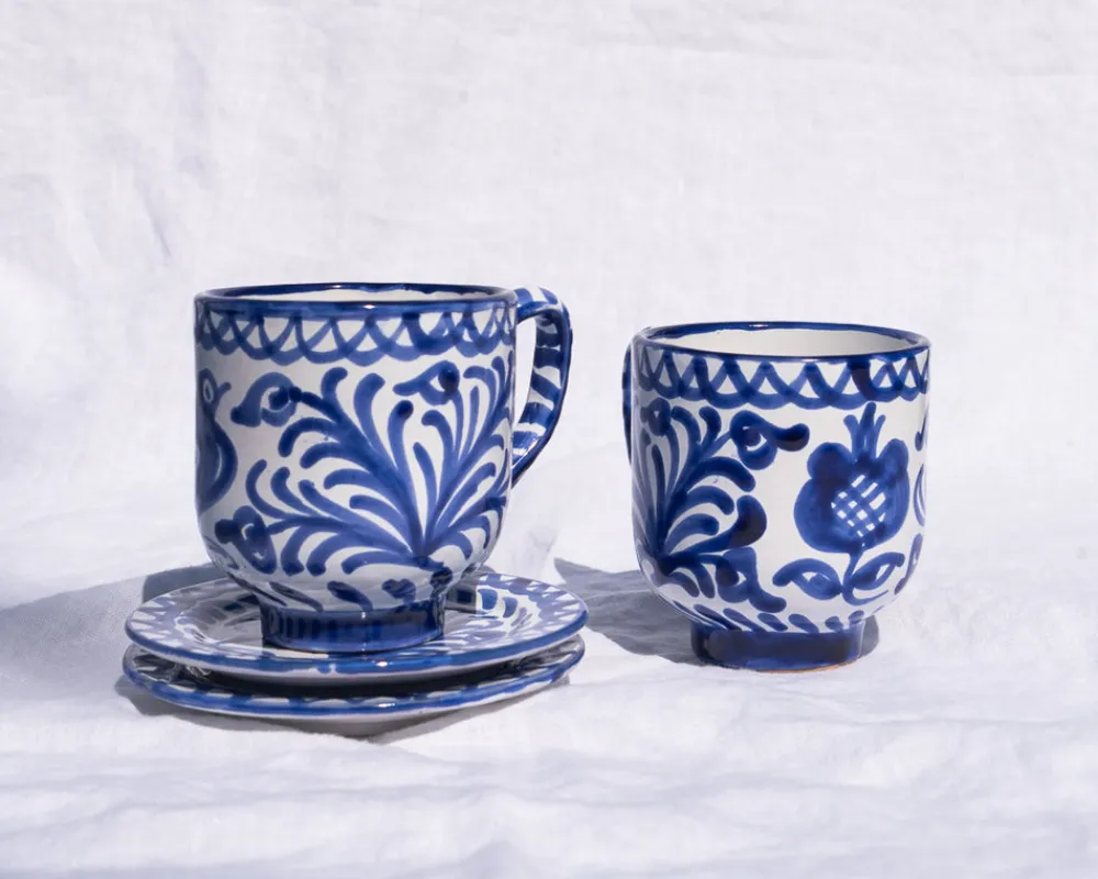 Pomelo Casa Dinnerware|Casa Azul Mug with Hand-painted Designs
