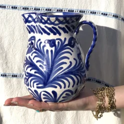 Pomelo Casa Dinnerware|Casa Azul Small Pitcher with Hand-painted Designs