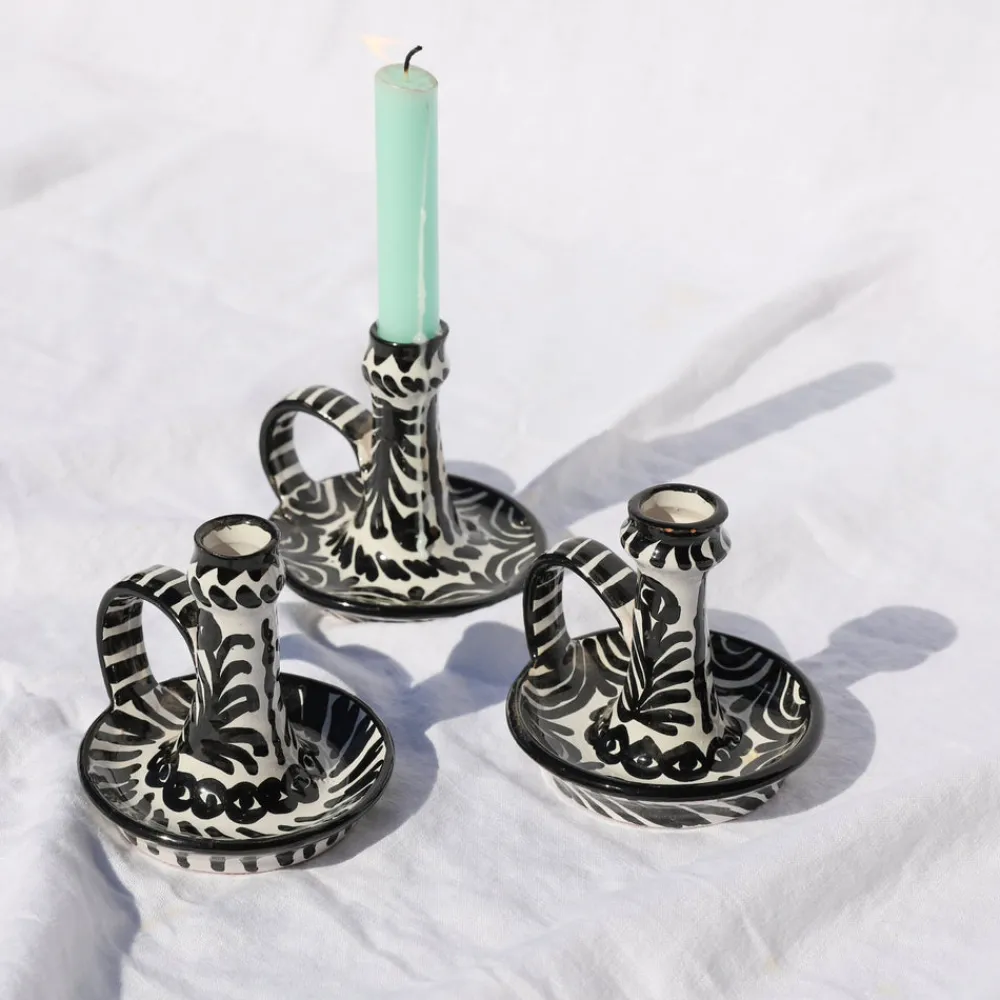 Pomelo Casa Candles|Casa Blanca & Negra Candlestick with Hand-Painted Designs