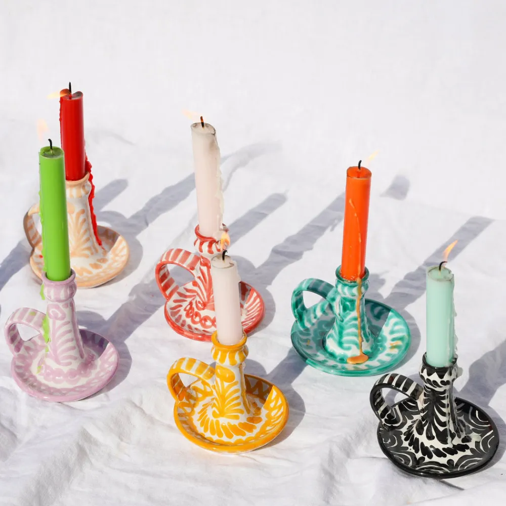 Pomelo Casa Candles|Casa Blanca & Negra Candlestick with Hand-Painted Designs
