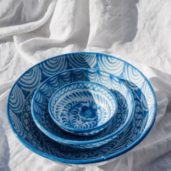 Pomelo Casa Dinnerware|Casa Celeste Large bowl with Hand-Painted Designs