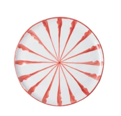 Pomelo Casa Dinnerware|Casa Coral Dinner Plate with Candy Cane Stripes