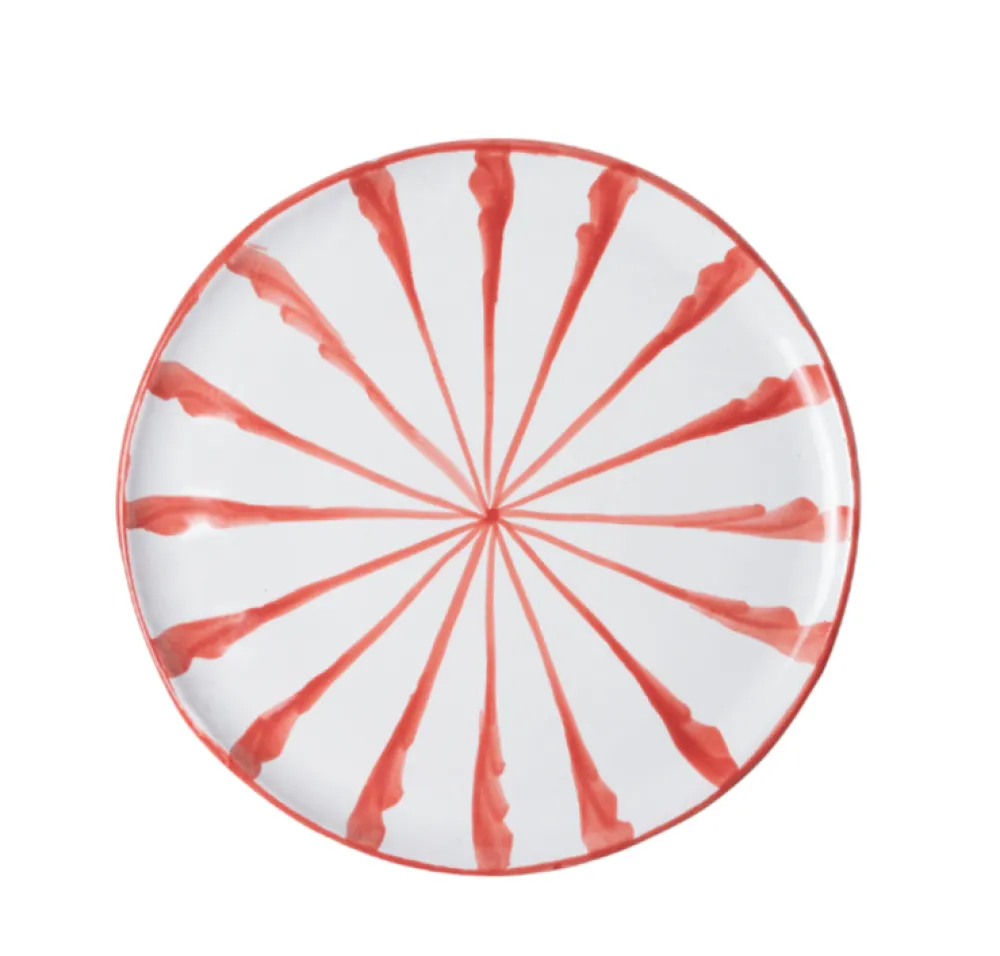Pomelo Casa Dinnerware|Casa Coral Dinner Plate with Candy Cane Stripes