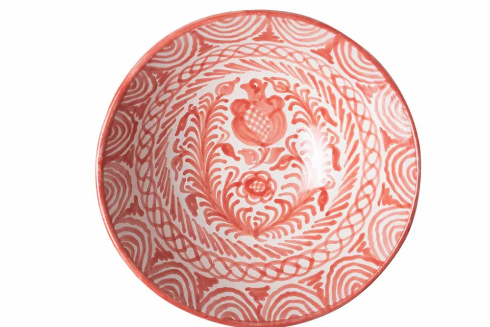 Pomelo Casa Dinnerware|Casa Coral Large Bowl with Hand-Painted Designs