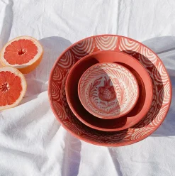 Pomelo Casa Dinnerware|Casa Coral Large Bowl with Hand-Painted Designs