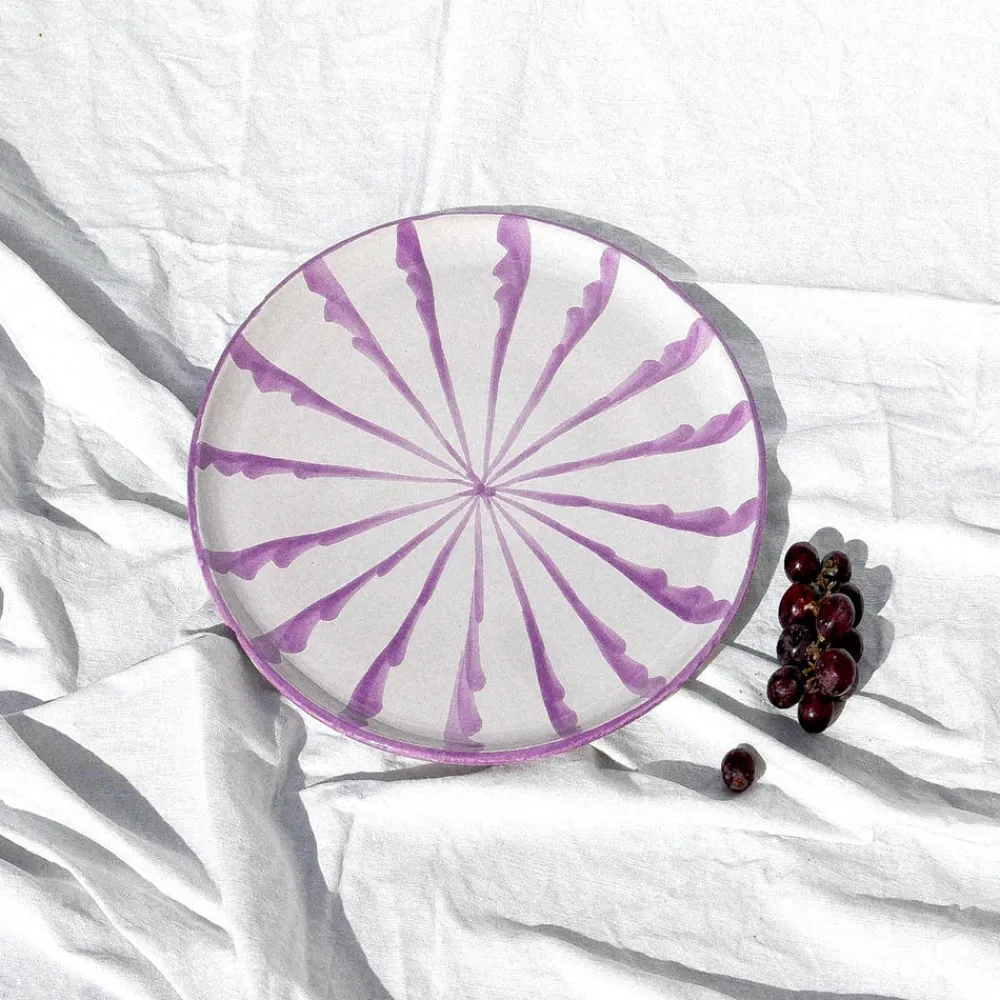 Pomelo Casa Dinnerware|Casa Lila Dinner Plate with Candy Cane Stripes