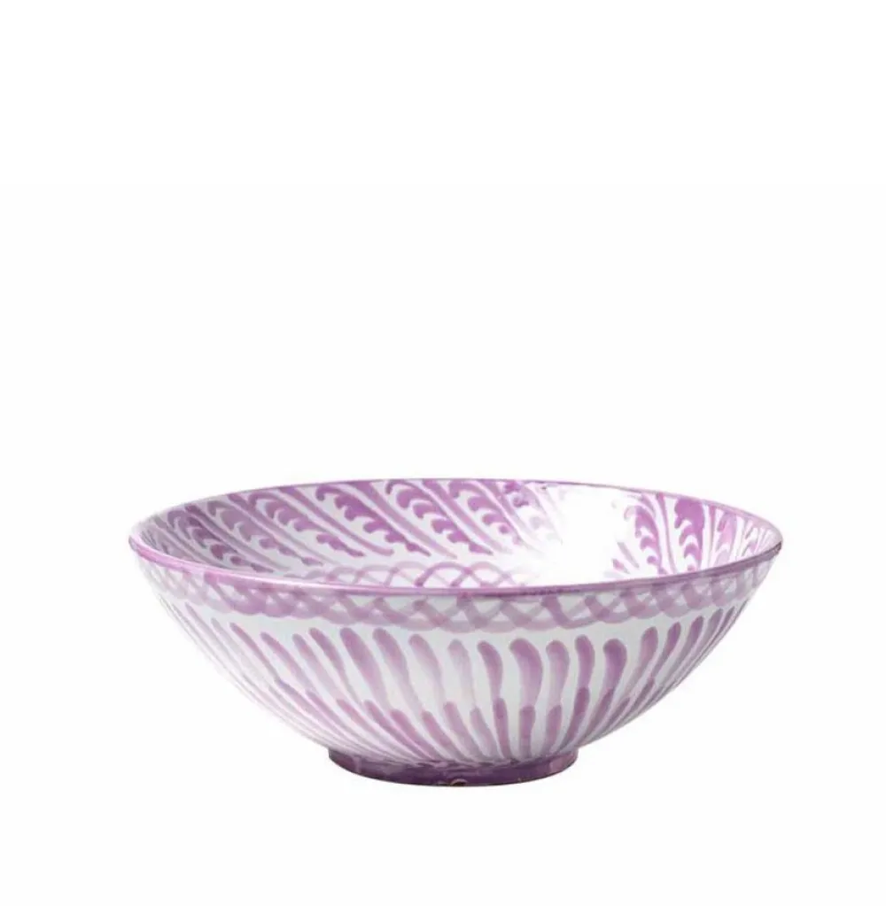 Pomelo Casa Dinnerware|Casa Lila Large Bowl with Hand-painted Designs