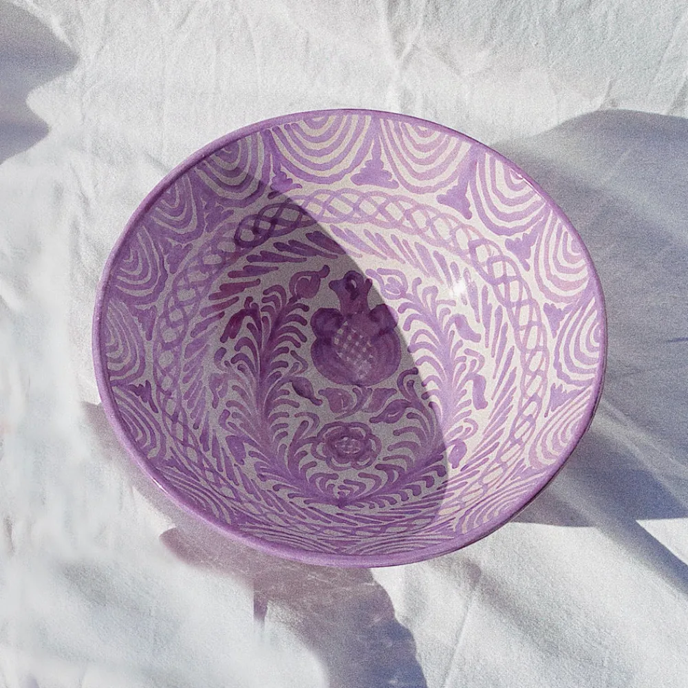 Pomelo Casa Dinnerware|Casa Lila Large Bowl with Hand-painted Designs