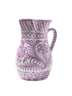 Pomelo Casa Dinnerware|Casa Lila Large Pitcher with Hand-painted Designs