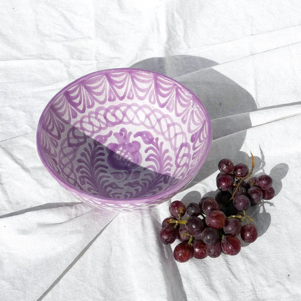 Pomelo Casa Dinnerware|Casa Lila Medium Bowl with Hand-painted Designs