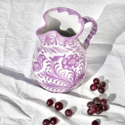 Pomelo Casa Dinnerware|Casa Lila Medium Pitcher with Hand-painted Designs