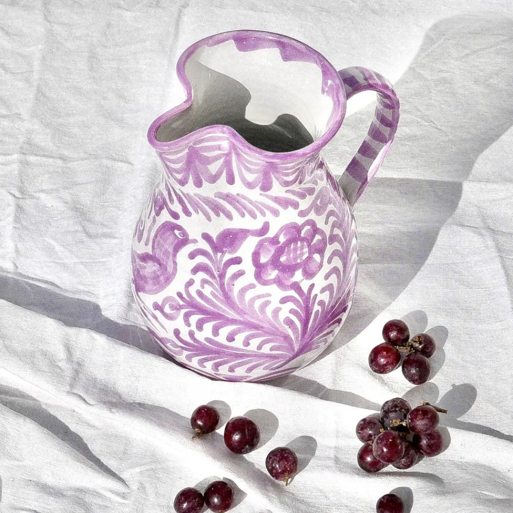 Pomelo Casa Dinnerware|Casa Lila Medium Pitcher with Hand-painted Designs