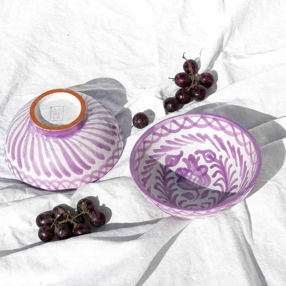 Pomelo Casa Dinnerware|Casa Lila Small Bowl with Hand-painted Designs