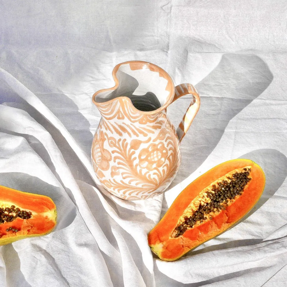 Pomelo Casa Dinnerware|Casa Melocoton Medium Pitcher with Hand-painted Designs