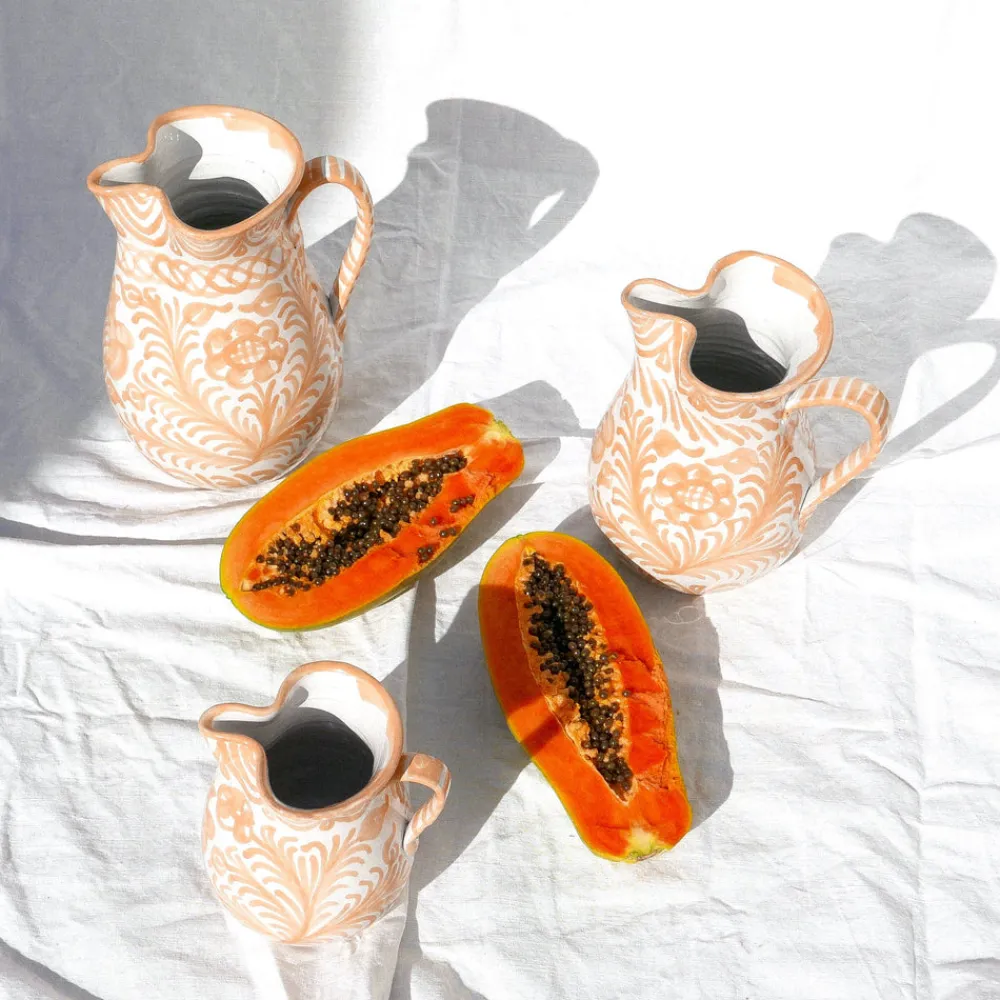 Pomelo Casa Dinnerware|Casa Melocoton Medium Pitcher with Hand-painted Designs