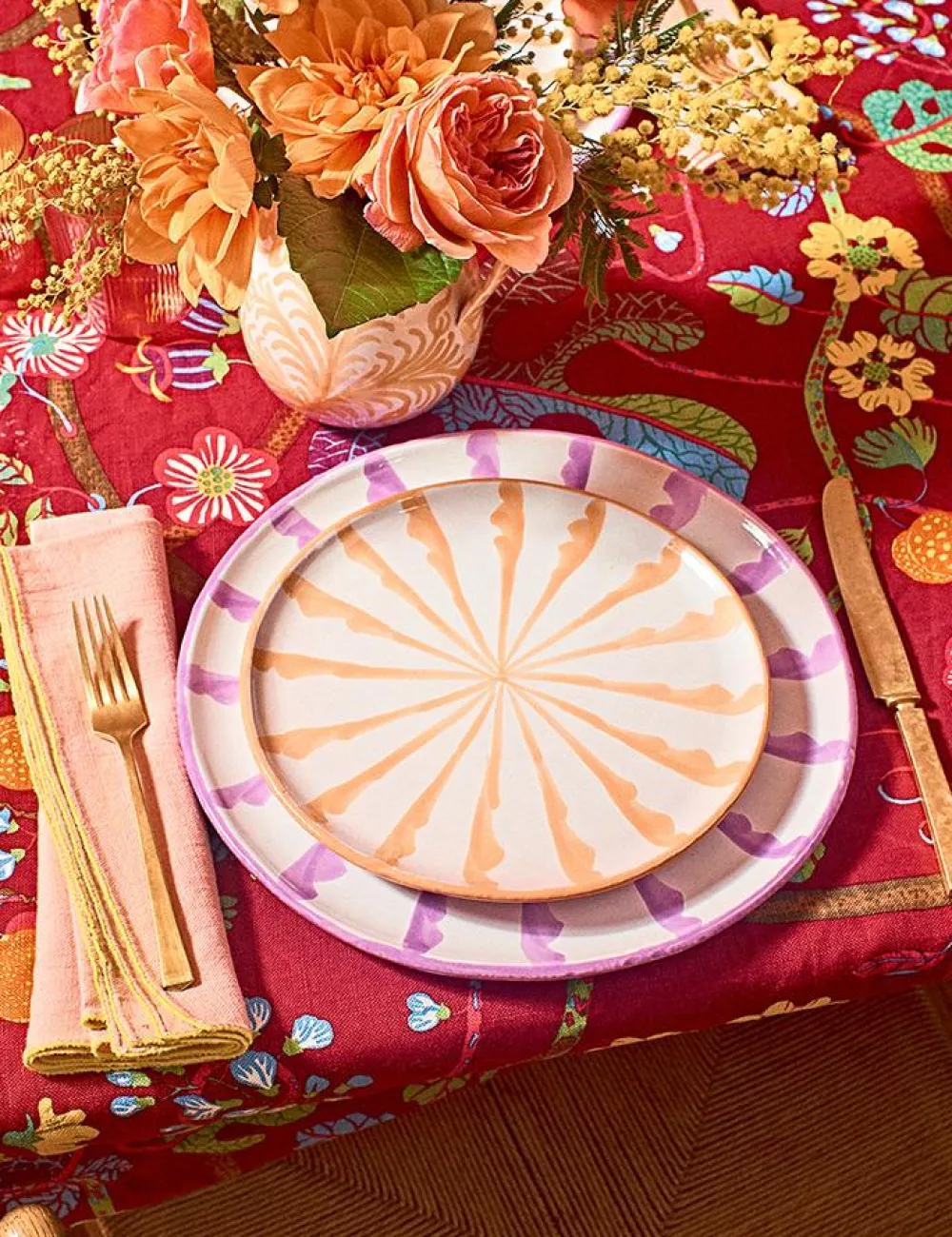 Pomelo Casa Dinnerware|Casa Melocoton Salad Plate With Candy Cane Stripes