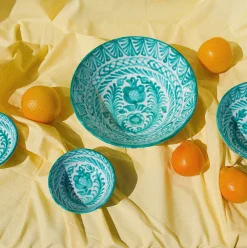 Pomelo Casa Dinnerware|Casa Verde Large Bowl with Hand-painted Designs