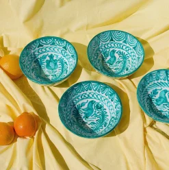 Pomelo Casa Dinnerware|Casa Verde Medium Bowl with Hand-painted Designs