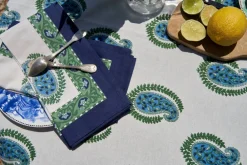 Couleur Nature Place Settings & Linens|Cassis Napkins in Blue & Green, Set of 6