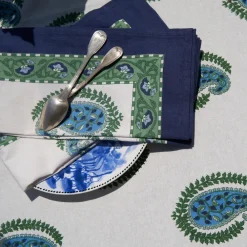 Couleur Nature Place Settings & Linens|Cassis Napkins in Blue & Green, Set of 6