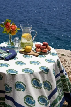 Couleur Nature Place Settings & Linens|Cassis Tablecloth in Blue & Green