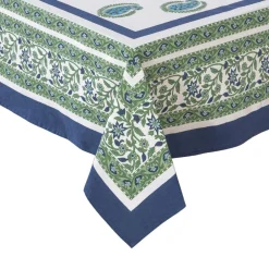 Couleur Nature Place Settings & Linens|Cassis Tablecloth in Blue & Green