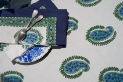 Couleur Nature Place Settings & Linens|Cassis Tablecloth in Blue & Green