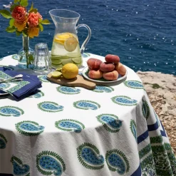 Couleur Nature Place Settings & Linens|Cassis Tablecloth in Blue & Green